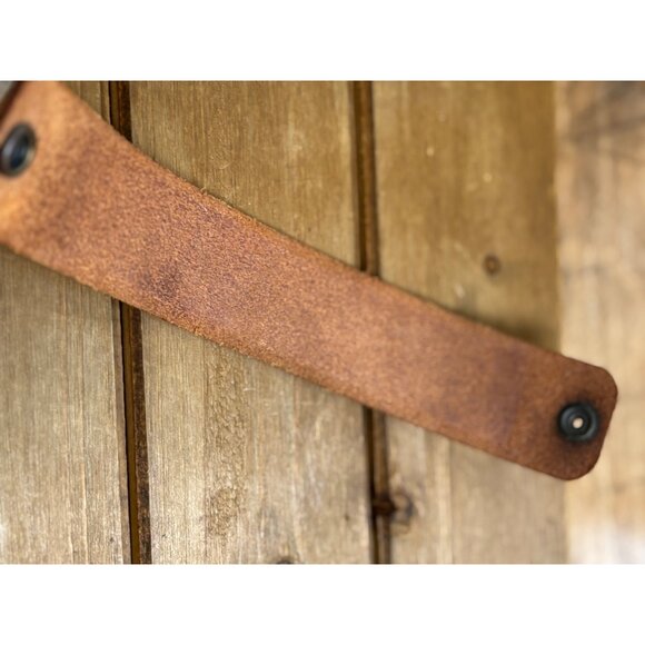 Embossed Leather Cuff Bracelet Celtic Design Mens Adjustable Brown - Picture 4 of 8